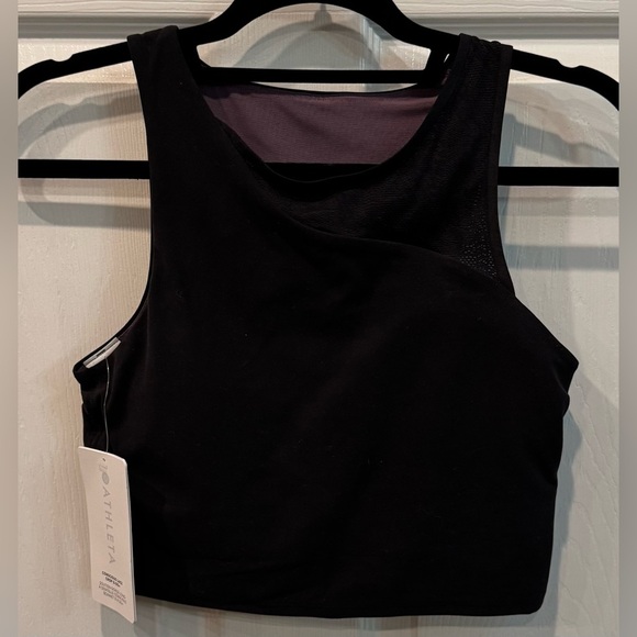 NWT  Athleta Conscious Crop Lace Size Small Black Sport Bra Yoga Gym Run - Picture 3 of 12
